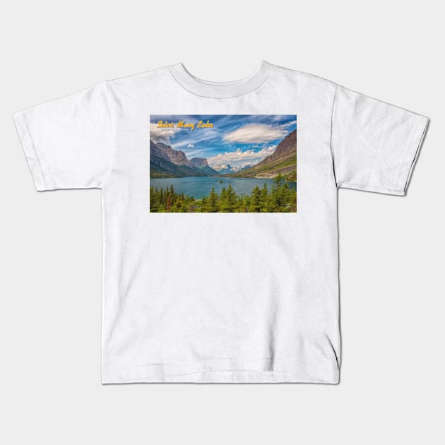 St. Mary Lake along Going-to-the-Sun Road Kids T-Shirt by Gestalt Imagery